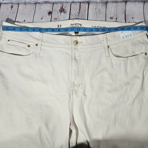 J CREW Slim Wide Leg Cream Cotton Blend Pants Size 37 NWT‎ - Picture 8 of 13